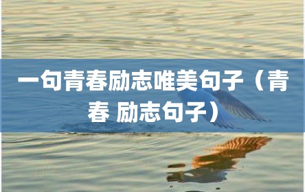 一句青春励志唯美句子（青春 励志句子）