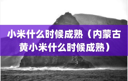 小米什么时候成熟（内蒙古黄小米什么时候成熟）