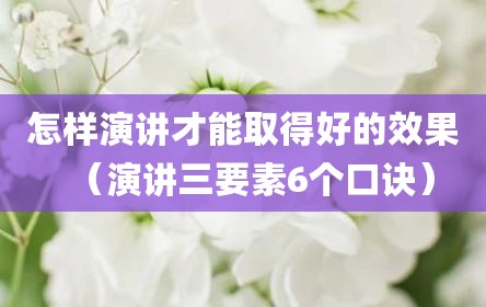 怎样演讲才能取得好的效果（演讲三要素6个口诀）