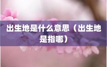 出生地是什么意思（出生地是指哪）