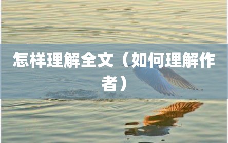 怎样理解全文（如何理解作者）