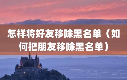 怎样将好友移除黑名单（如何把朋友移除黑名单）