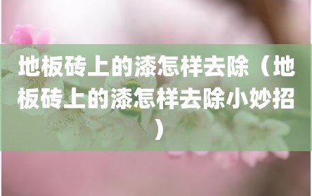 地板砖上的漆怎样去除（地板砖上的漆怎样去除小妙招）