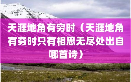 天涯地角有穷时（天涯地角有穷时只有相思无尽处出自哪首诗）