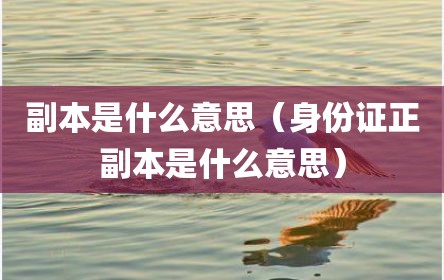 副本是什么意思（身份证正副本是什么意思）