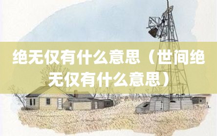 绝无仅有什么意思（世间绝无仅有什么意思）
