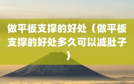 做平板支撑的好处（做平板支撑的好处多久可以减肚子）