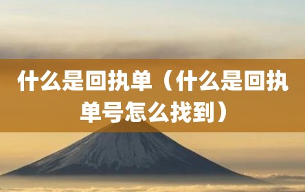 什么是回执单（什么是回执单号怎么找到）