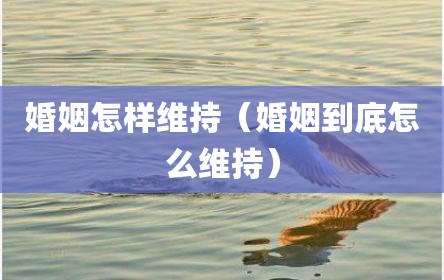 婚姻怎样维持（婚姻到底怎么维持）