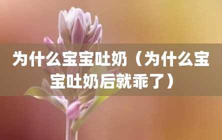 为什么宝宝吐奶（为什么宝宝吐奶后就乖了）