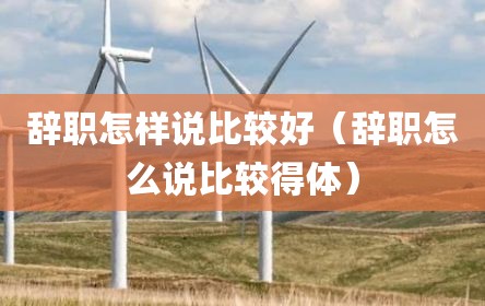 辞职怎样说比较好（辞职怎么说比较得体）