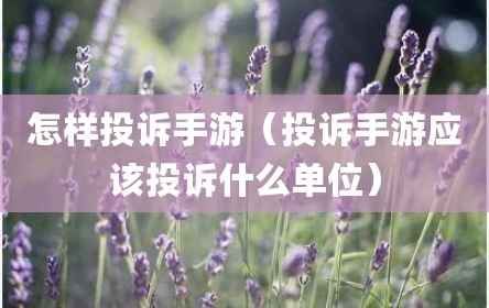 怎样投诉手游（投诉手游应该投诉什么单位）