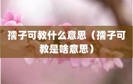 孺子可教什么意思（孺子可教是啥意思）