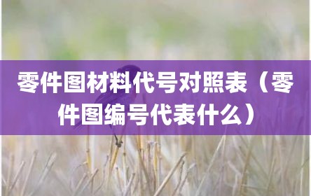 零件图材料代号对照表（零件图编号代表什么）
