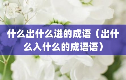 什么出什么进的成语（出什么入什么的成语语）