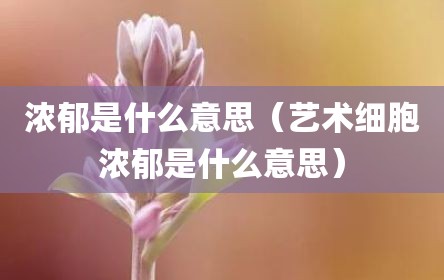 浓郁是什么意思（艺术细胞浓郁是什么意思）
