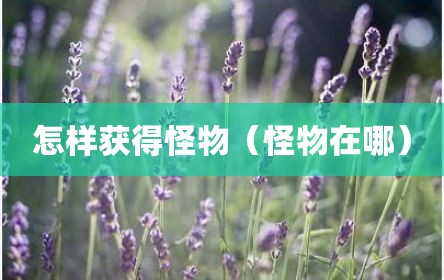 怎样获得怪物（怪物在哪）