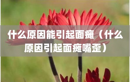 什么原因能引起面瘫（什么原因引起面瘫嘴歪）