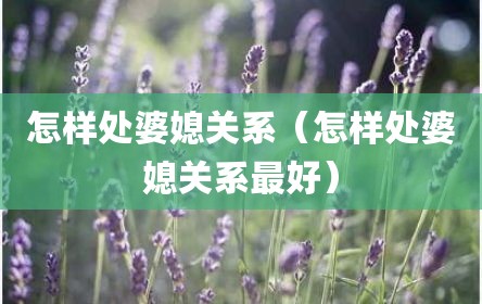 怎样处婆媳关系（怎样处婆媳关系最好）