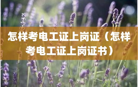 怎样考电工证上岗证（怎样考电工证上岗证书）
