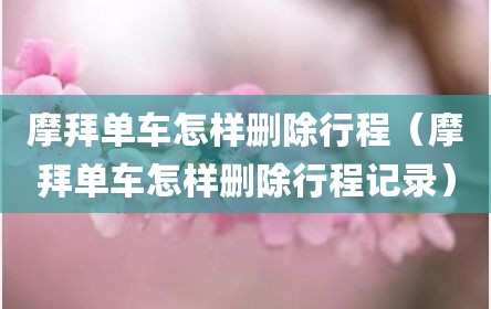 摩拜单车怎样删除行程（摩拜单车怎样删除行程记录）