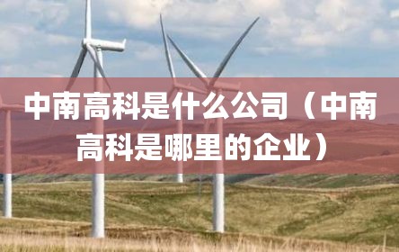 中南高科是什么公司（中南高科是哪里的企业）