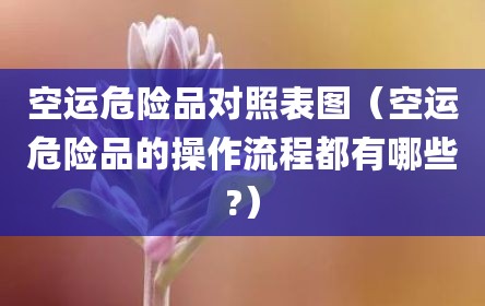 空运危险品对照表图（空运危险品的操作流程都有哪些?）