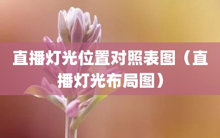 直播灯光位置对照表图（直播灯光布局图）