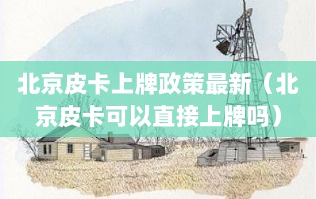 北京皮卡上牌政策最新（北京皮卡可以直接上牌吗）