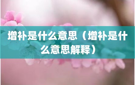 增补是什么意思（增补是什么意思解释）