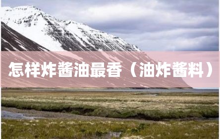 怎样炸酱油最香（油炸酱料）