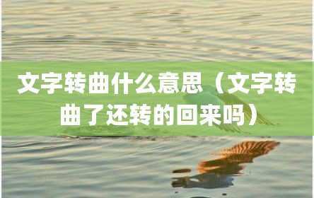 文字转曲什么意思（文字转曲了还转的回来吗）