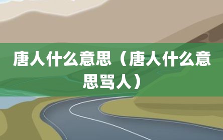 唐人什么意思（唐人什么意思骂人）