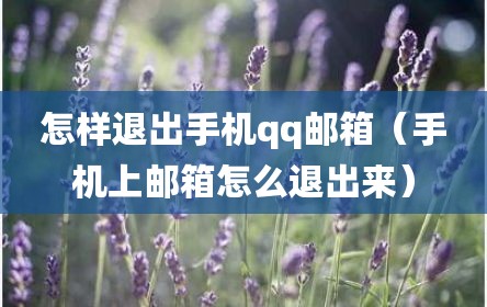 怎样退出手机qq邮箱（手机上邮箱怎么退出来）
