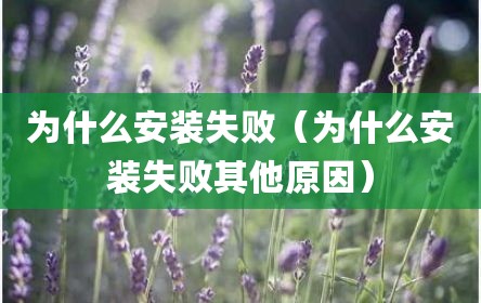 为什么安装失败（为什么安装失败其他原因）