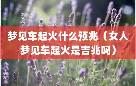 梦见车起火什么预兆（女人梦见车起火是吉兆吗）