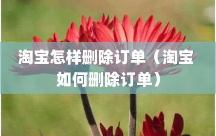 淘宝怎样删除订单（淘宝 如何删除订单）