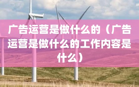 广告运营是做什么的（广告运营是做什么的工作内容是什么）