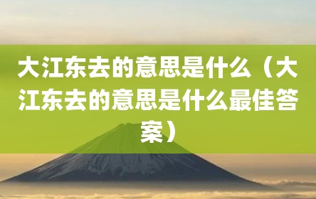 大江东去的意思是什么（大江东去的意思是什么最佳答案）