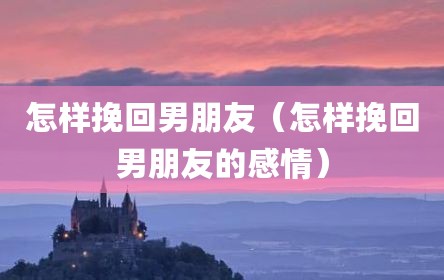 怎样挽回男朋友（怎样挽回男朋友的感情）