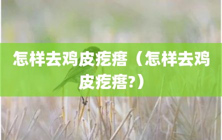 怎样去鸡皮疙瘩（怎样去鸡皮疙瘩?）