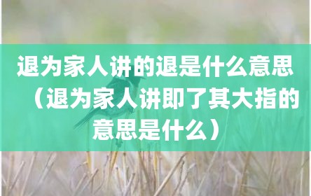 退为家人讲的退是什么意思（退为家人讲即了其大指的意思是什么）
