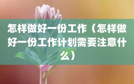 怎样做好一份工作（怎样做好一份工作计划需要注意什么）