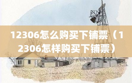 12306怎么购买下铺票（12306怎样购买下铺票）