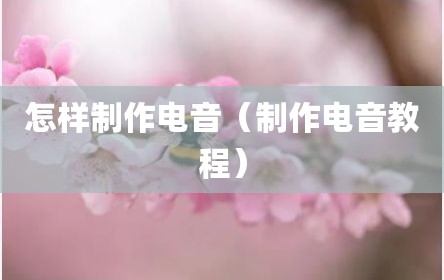 怎样制作电音（制作电音教程）