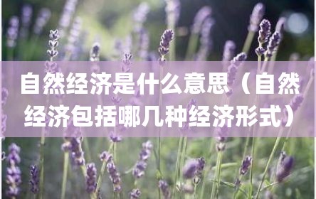 自然经济是什么意思（自然经济包括哪几种经济形式）