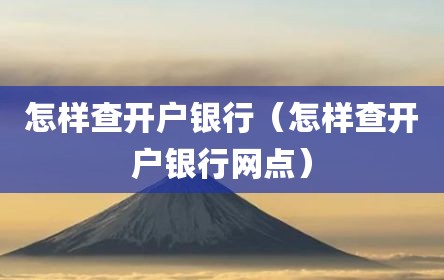 怎样查开户银行（怎样查开户银行网点）