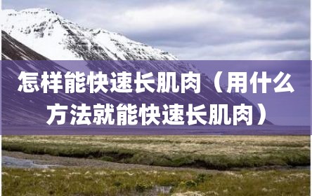 怎样能快速长肌肉（用什么方法就能快速长肌肉）