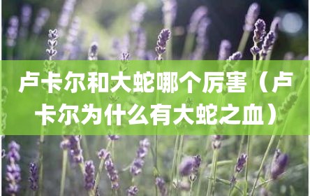 卢卡尔和大蛇哪个厉害（卢卡尔为什么有大蛇之血）