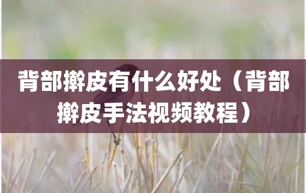 背部擀皮有什么好处（背部擀皮手法视频教程）